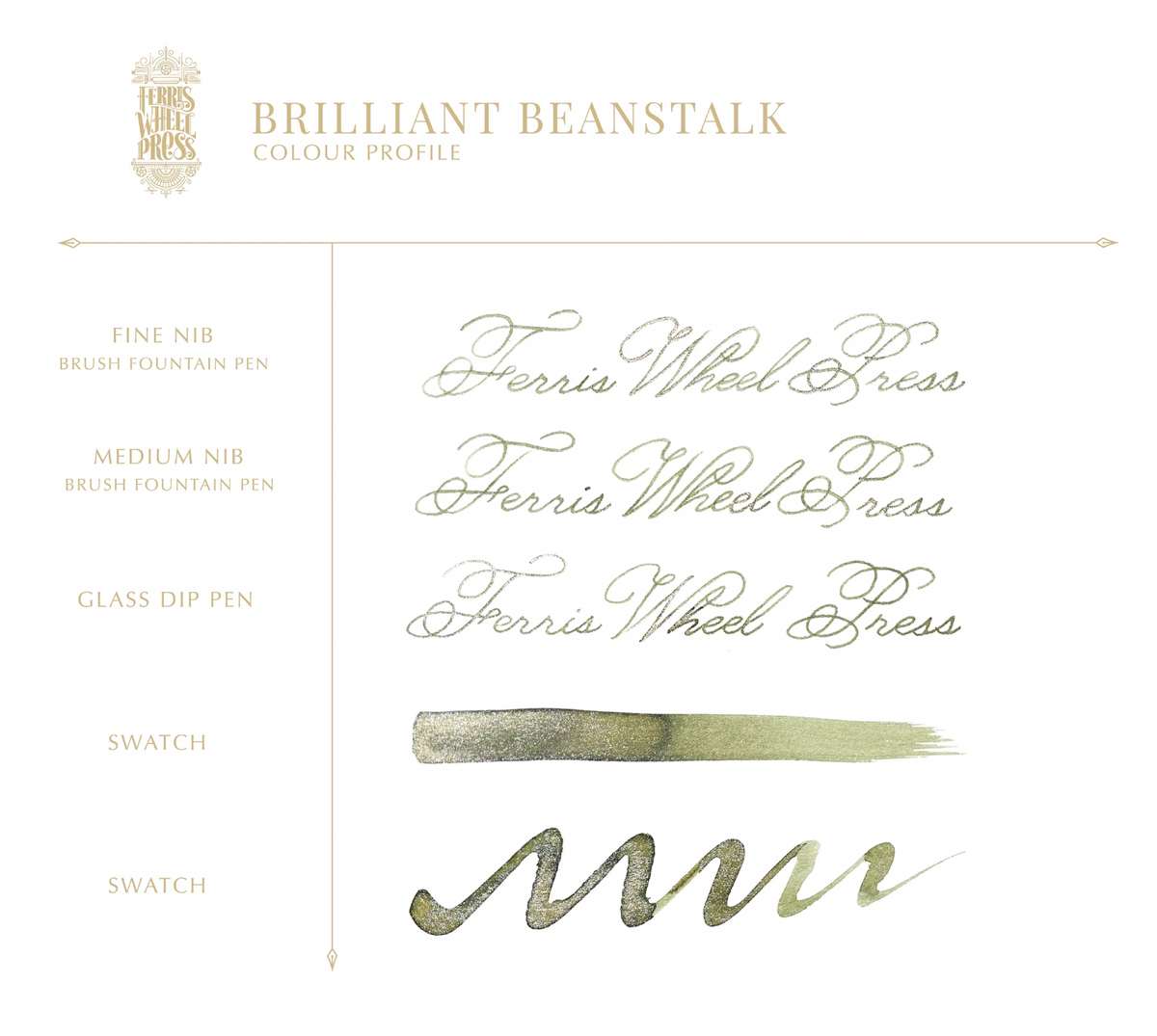 Ferris Wheel Press Caligraphy Ink, Brilliant Beanstalk. Available for sale in Singapore at Drawing Etc. Art Supplies.