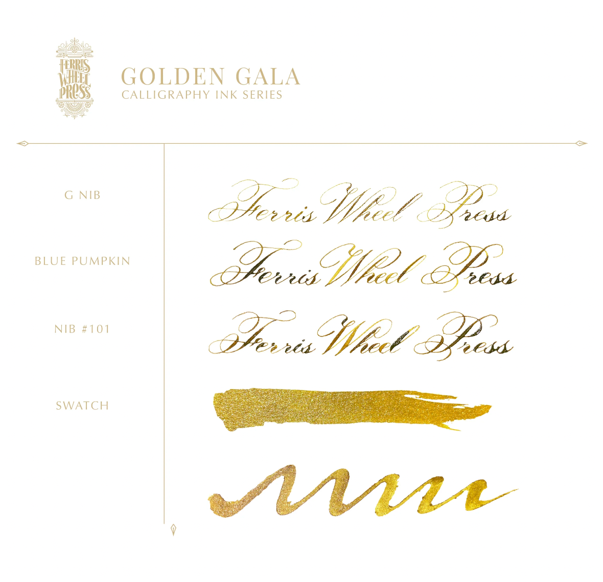 Ferris Wheel Press Caligraphy Ink, Golden Gala. Available for sale in Singapore at Drawing Etc. Art Supplies.