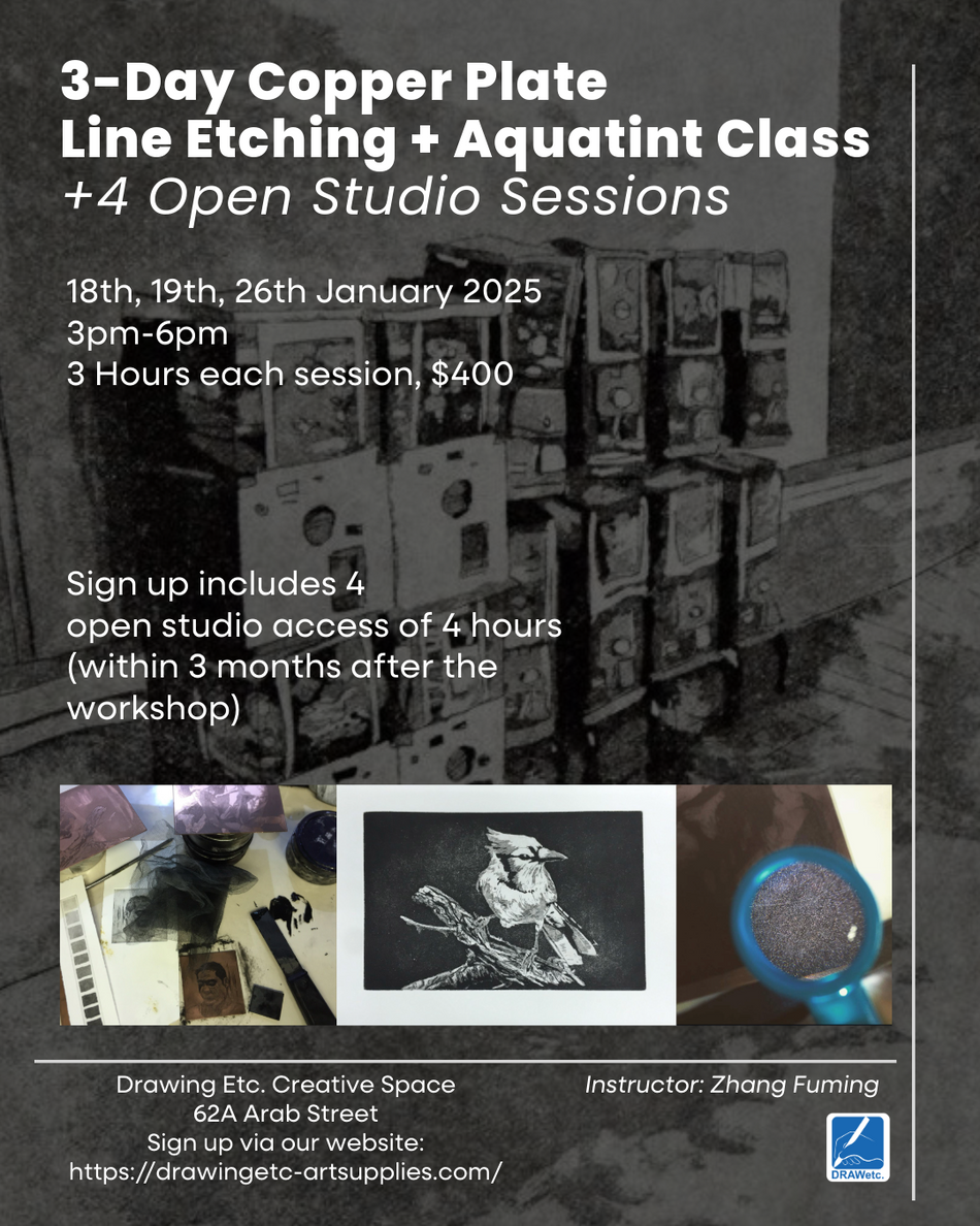 3-Day Copper Plate Line Etching & Aquatint Class (Printmaking)