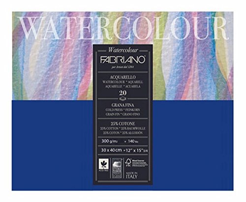 Fabriano Watercolor Pad. 300gsm, 20 sheets. Available in Singapore at Drawing Etc. Art Supplies.